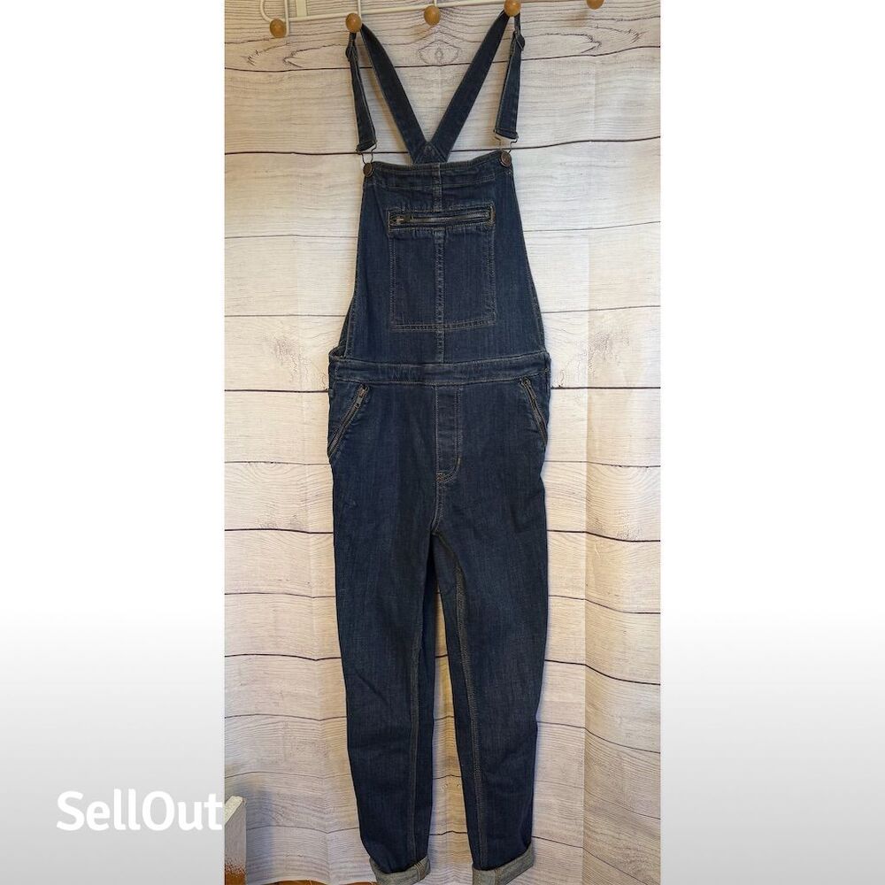 Free People Women's Blue Denim Overalls Size 28 Adjustable Straps Trendy - Picture 3 of 10